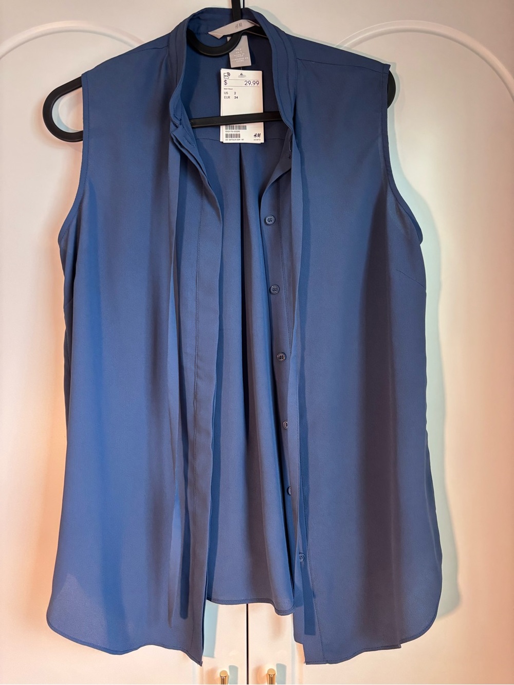 H&M Slate Blue Sleeveless Button-Front Top